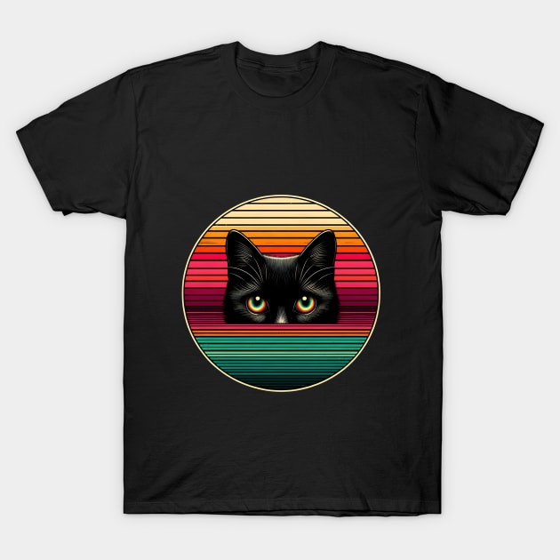 Rainbow Eyes Black Cat T-Shirt by VegatchuSaga